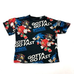 H&M Sonic the Hedgehog Sega Black Short Sleeve Tee T-Shirt Gotta Go Fast